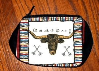 coin purse longhorn cattle branding irons 4 x 5 zips