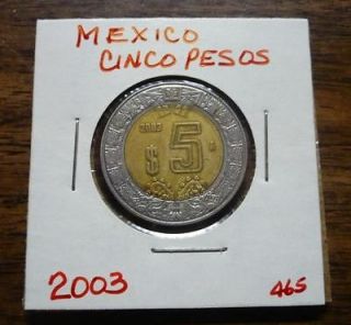 2003 Cinco Pesos $5 Mexico Clad Mexican World Coin Mexicano Circulated 
