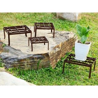 set 4 iron small square plant stands scroll time left
