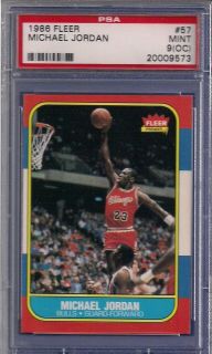 Michael Jordan PSA 9 OC 1986 87 Fleer #57 Rookie RC Card (MINT 