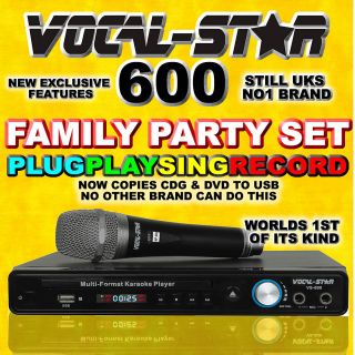 VOCAL STAR 600 CDG DVD USB KARAOKE MACHINE PLAYER MICROPHONE & TOP 