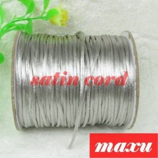   nylon satin cord string for DIY bracelet necklace 2mm thick Silver