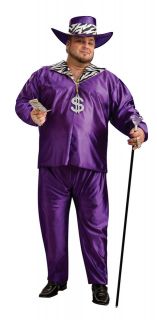 Mens Pimp Suit Costume Plus Size Large Purple Jacket Pants Hat 70s 