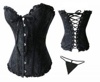 sexy black floral corset bustier g string s m l xl