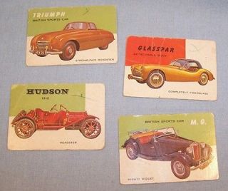 VINTAGE AUTO CAR TRADING CARDS~World on Wheels~M.G.~HU​DSON RDST 