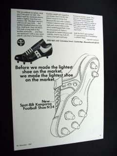Spot Bilt L 24 Kangaroo Football Shoes Cleats 1963 print Ad 