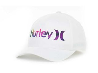 HURLEY ONE AND ONLY ART FLEX FIT HAT CAP NEW RARE WHITE RETRO GEO 