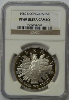 1989 s ngc pf69 congress proof silver dollar coin time