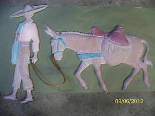CAST METAL SEXTON PAIR OF INDIAN WALL DECOR AND MEXICAN WITH DONKEY 