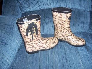 girls juicy couture leopard rain boots sz 4 euc