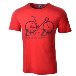 Ted Baker Mens Red Graphic Designer Cotton T Shirt Bicycle Bike Top 