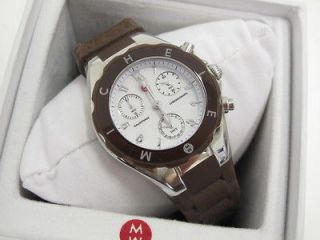 Michele Dark Brown Tahitian Jelly Band White Face 40mm Watch