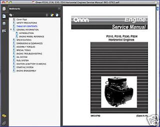 Onan P248 P218 P220 P216 SERVICE Repair Operator OWNER Parts MANUAL  8 