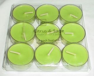mainstays sage citrus tealight candles lot 9 green new time