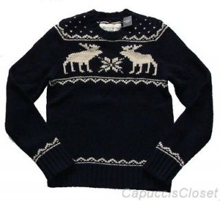   & Fitch Mens Sweater GOTHICS MOUNTAIN Wool Moose Navy Sz L NWT
