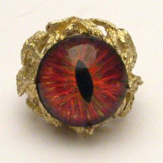 Handmade 14kt Gold Orange Dragon Eye Claw Ring 16mm 12+ct 11 Grams of 
