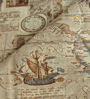 1Yard Amazing exquisite Cotton Linen Seafaring Map fabric
