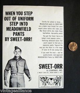 Vintage 1967 Sweet Orr Meadowfield Pants Image of Boy Scout in Uniform 