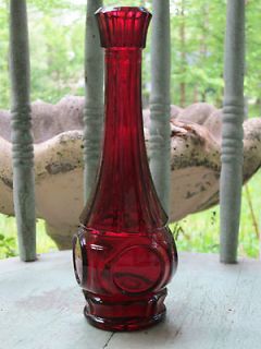   CENTURY~RICH RUBY RED~9” GLASS~GENIE~VASE~MEDITERRANEAN~BULLS EYE