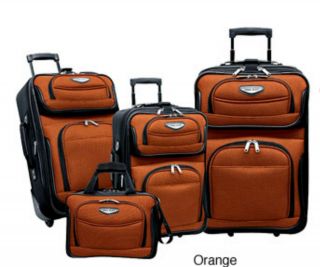 traveler s choice amsterdam 4 piece luggage set orange time