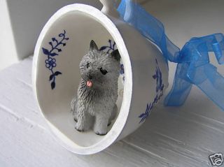 Dog Christmas Holiday Ornament Figurine Statue Gray Cairn Terrier