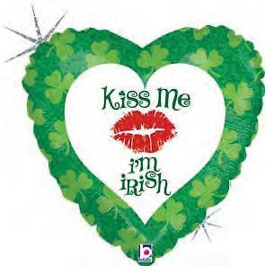 18 KISS ME   Im IRISH St. Patricks Party Bar Pub SHINY Balloon 