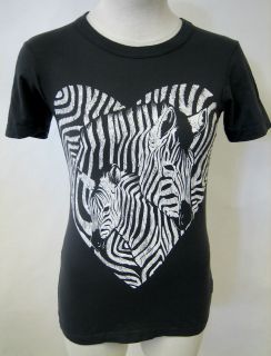 national geographic girls zebra heart tee shirt new black m