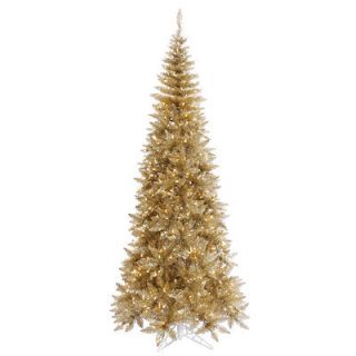 FT GORGEOUS CHAMPAGNE GOLD FIR TREE ~CLEAR LIGHTS ~SLIM PRELIT 