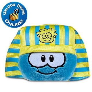 CLUB PENGUIN SERIES 10 BLUE PET PUFFLE 3 PLUSH WITH PHARAOH HAT AND 