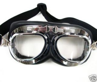   Aviator Pilot Motorcycle Scooter Moped Half helmet GOGGLES Clear Lens