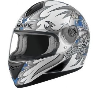 Shark S650 Wings Helmet XLarge White Blue Street Bike Motorcycle