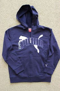 NWT Puma Hoodie Sweatshirt Jacket Fleece Navy Blue Boys Free US Ship