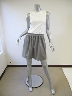theory white gray dual fabric sleeveless dress 0