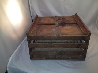 Antique Primitive Egg Crate, with Lid and Handle12.5x12.5x7.5Great 