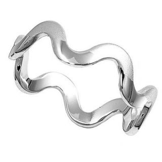 Sterling Silver Italian Wave Design Ring Custom Rhodium Finish Solid 