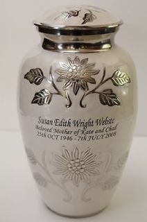 EXQUISITE PEARL WHITE ADULT CREMATION URN, 2 NEW URNS   220 LBS