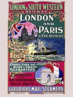 vintage travel poster london s w railway 18 x24 time
