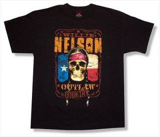 WILLIE NELSON   RED BANDANA OUTLAW COUNTRY BLACK T SHIRT   NEW ADULT 