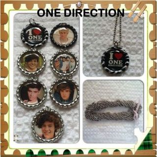 ONE DIRECTION Bottle Cap Necklaces, Lot Of 7 with 24 Ball Chain
