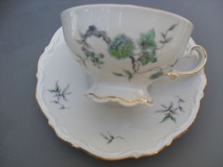mitterteich bavaria green ming footed cup saucer 