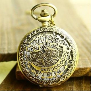 steampunk snitch large double owl spaceship pocket watch pendant 