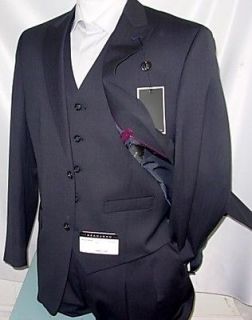 NEW ARRIVAL Sean John Navy Blue Three Piece Two Button Mens Suit 