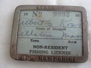vtg 1939 new hampshire non resident fishing license time left