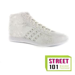 Womens Adidas Pro Model Sleek High Top White Leather Trainers