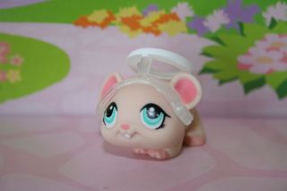 NEW RARE LITTLEST PET SHOP PINK ANGEL HAMSTER MOUSE #1412 FREE HOUSE 