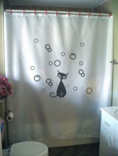 shower curtain curious cat bubbles bathroom fun kitten from canada