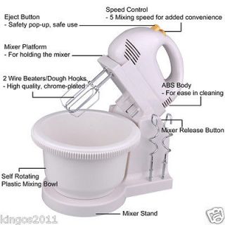 New Electric Digital 5 Speed Power Hand Stand Mixer w Bowl Beaters 