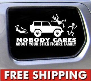 Stick Figure Jeep Family Nobody Cares truck funny stickers car decal 