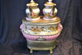 beautiful antique porcelain teapot warmer set 19th c time left