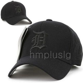 detroit tigers flex fit baseball cap hat mb all black
